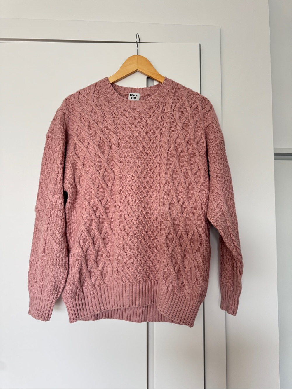 Sunday Best Pink Peggy Cable Knit Sweater
